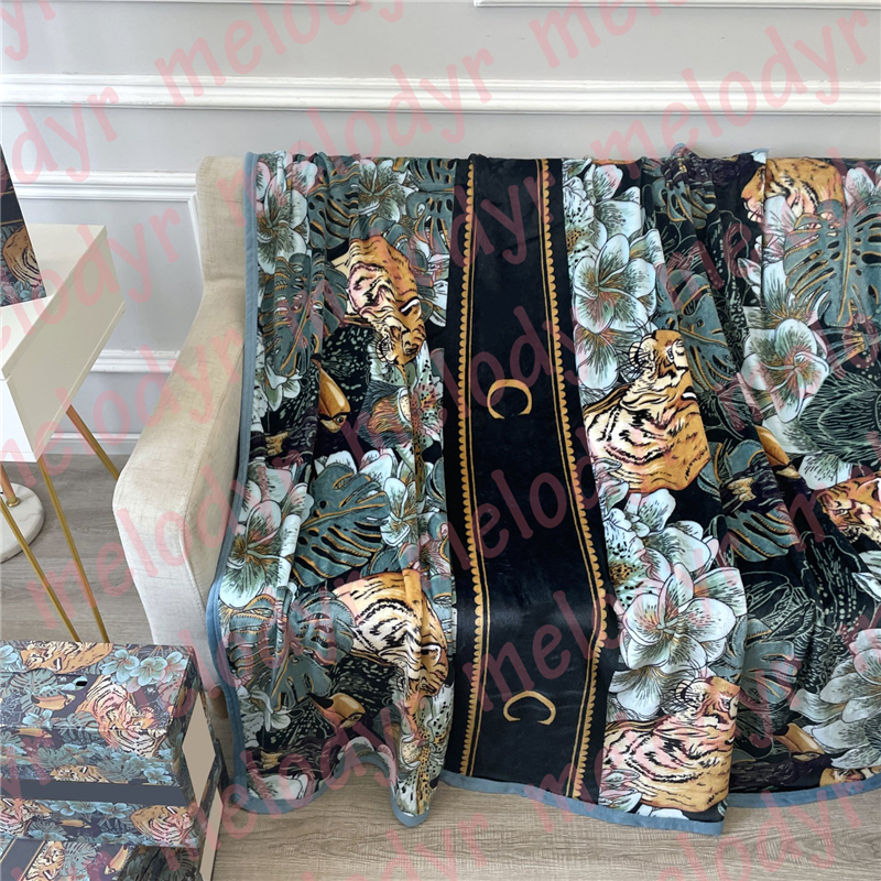 Tiger Print Velvet Boin Sofa Sofa ciepła pokrywa koc retro projektant materiałów pościeli bez Box179X