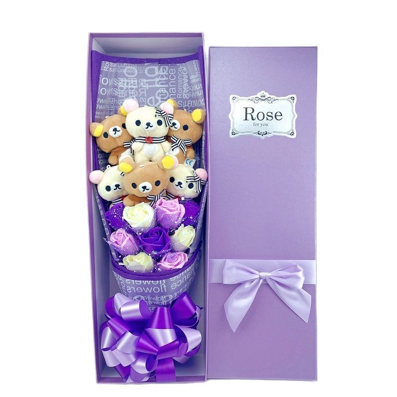 Poux en peluche mignon ours en peluche jouet dessin animé bouquet cadeau de bouquet créatif anniversaire de la Saint-Valentin Noël 220924