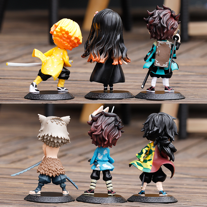 Anime Manga 1/Figure Demon Slayer Q Posket Kimetsu No Yaiba Doll Tanjiro Nezuko Zenitsu Kawaii model PVC Toy desktop decoration 220924