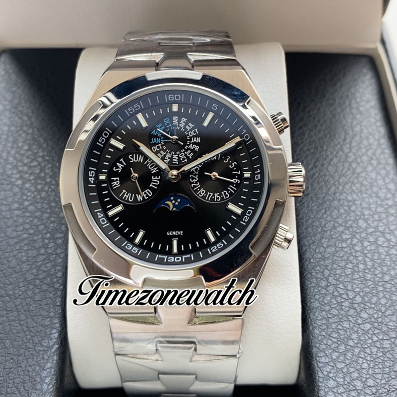 MLF Overseas Perpetual Calendar 4300V / 120G-B945 ساعة أوتوماتيكية للرجال A2813 4300 Moon Phase Blue Dial سوار من الفولاذ المقاوم للصدأ لا ساعات كرونوغراف Timezonewatch