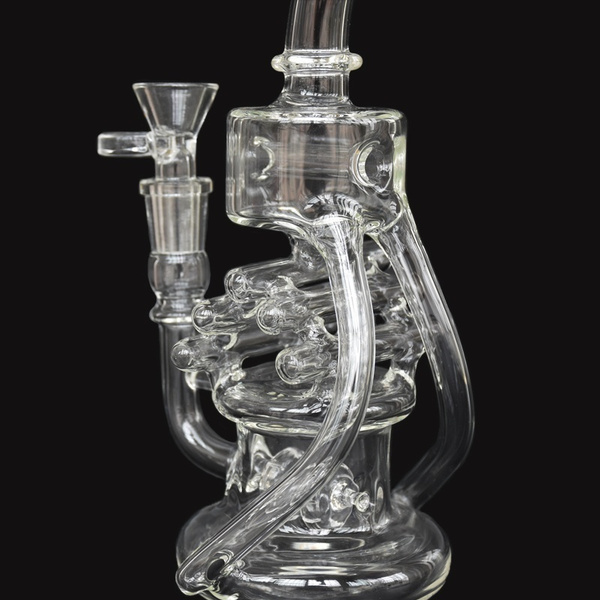 8.8inchs Recycler Dab Rigs Hookahs Thick Glass Water Bongs Smoke Pipe Percolator Oil Gravity Glass Bong With 14mm Bowl