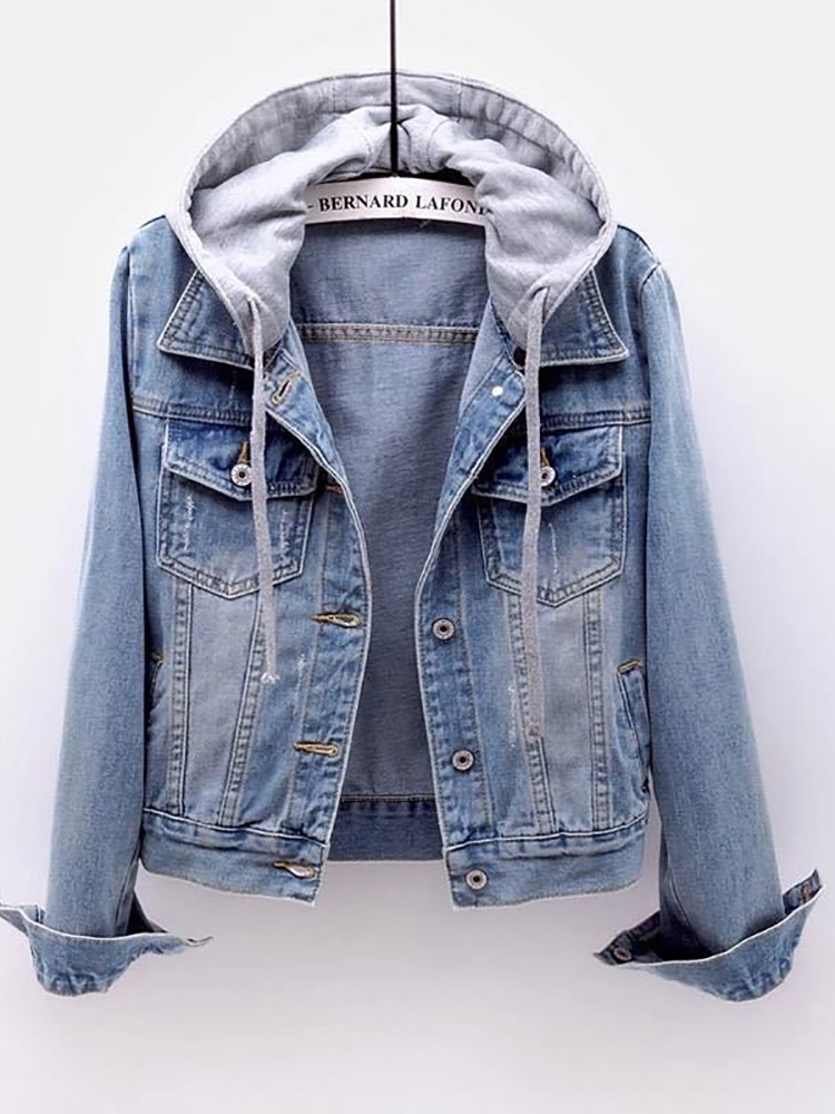 Femmes Vestes Femmes Polaire Chaud Hiver Femmes Jean Veste Poches Bouton Doux À Capuche Chaud Survêtement À Capuche Mode Mince Denim Manteaux Femme 220926