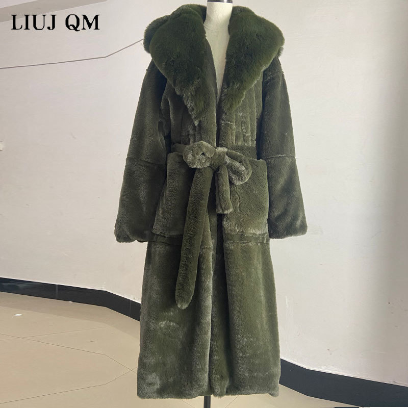 Womens Fur Faux Oversized Coat Winter Women Thick Warm XLong Jacket Female High Quality Fluffy Rabbit Loose Parkas 220927