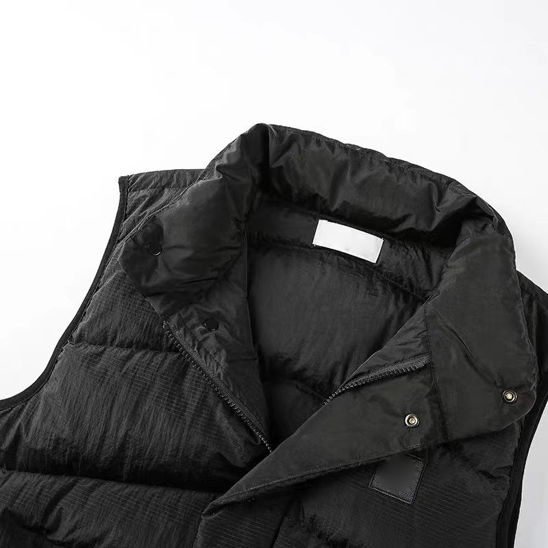 Gilet da uomo Gilet da donna Distintivo della bussola Vero piumino in metallo con cerniera in nylon Capispalla autunno inverno