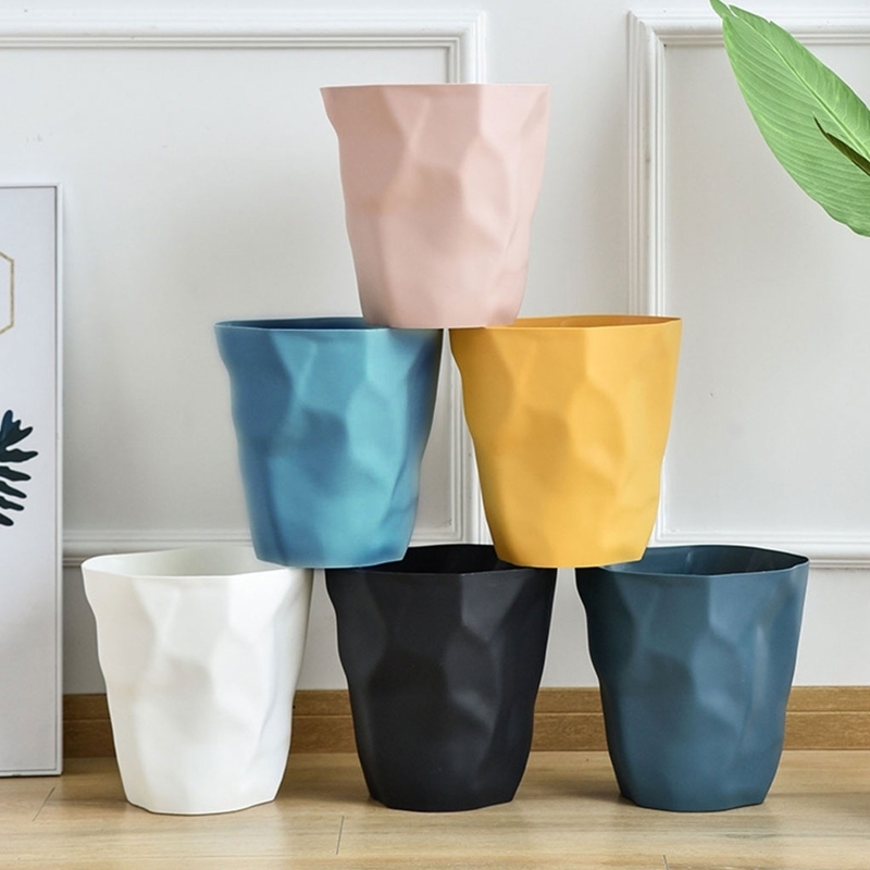 Waste Bins Nordic Irregular Trash Can Modern Solid Color Plastic Garbage Rubbish Bin Food Basket Basin Bucket Flower Pot 220927