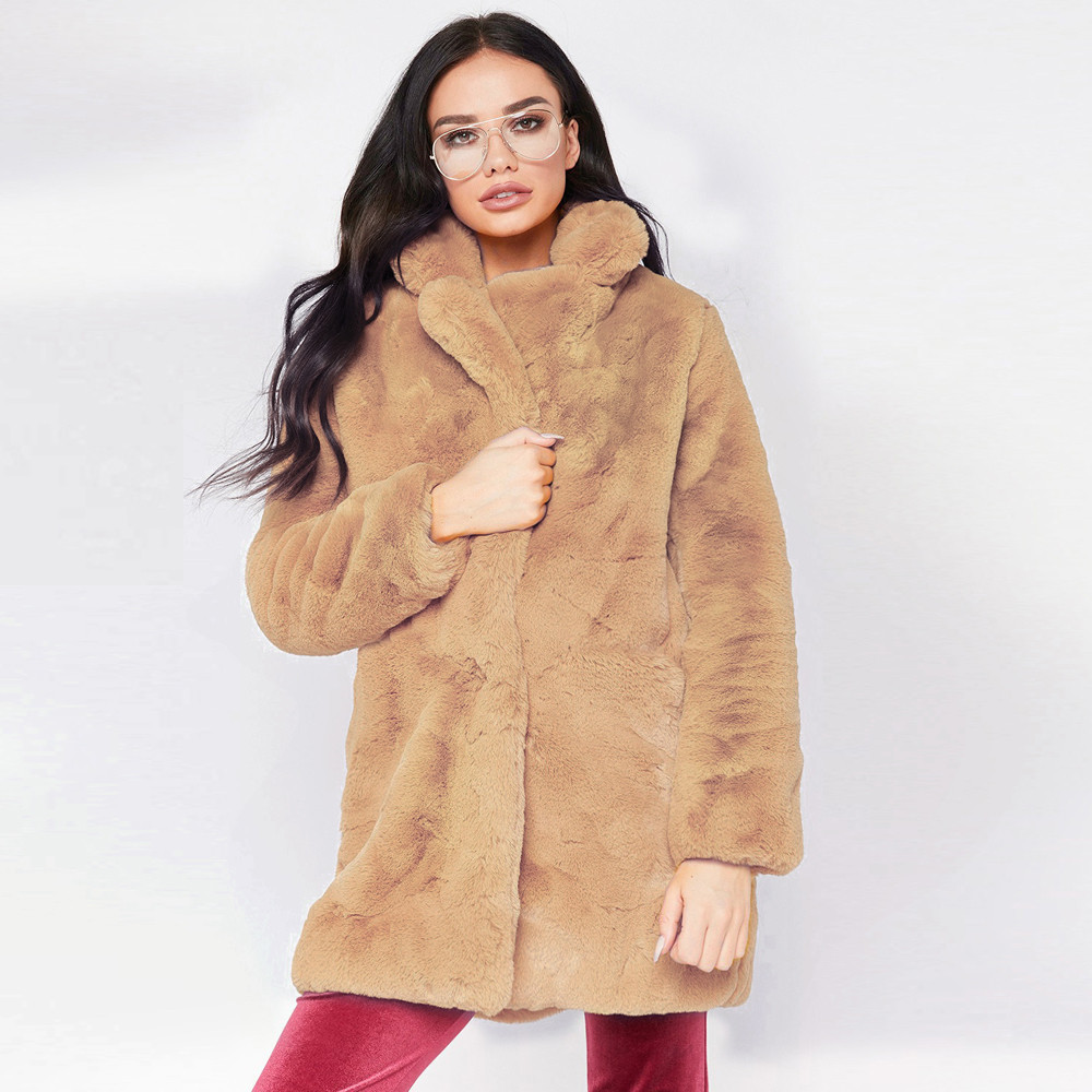 Womens Fur Faux Fur Winter Womens Faux Fur Coat High Quality Thick Warm Loose Long Jacket Parka Female Solid Plush Cardigan Coats Outerwear #40 220926