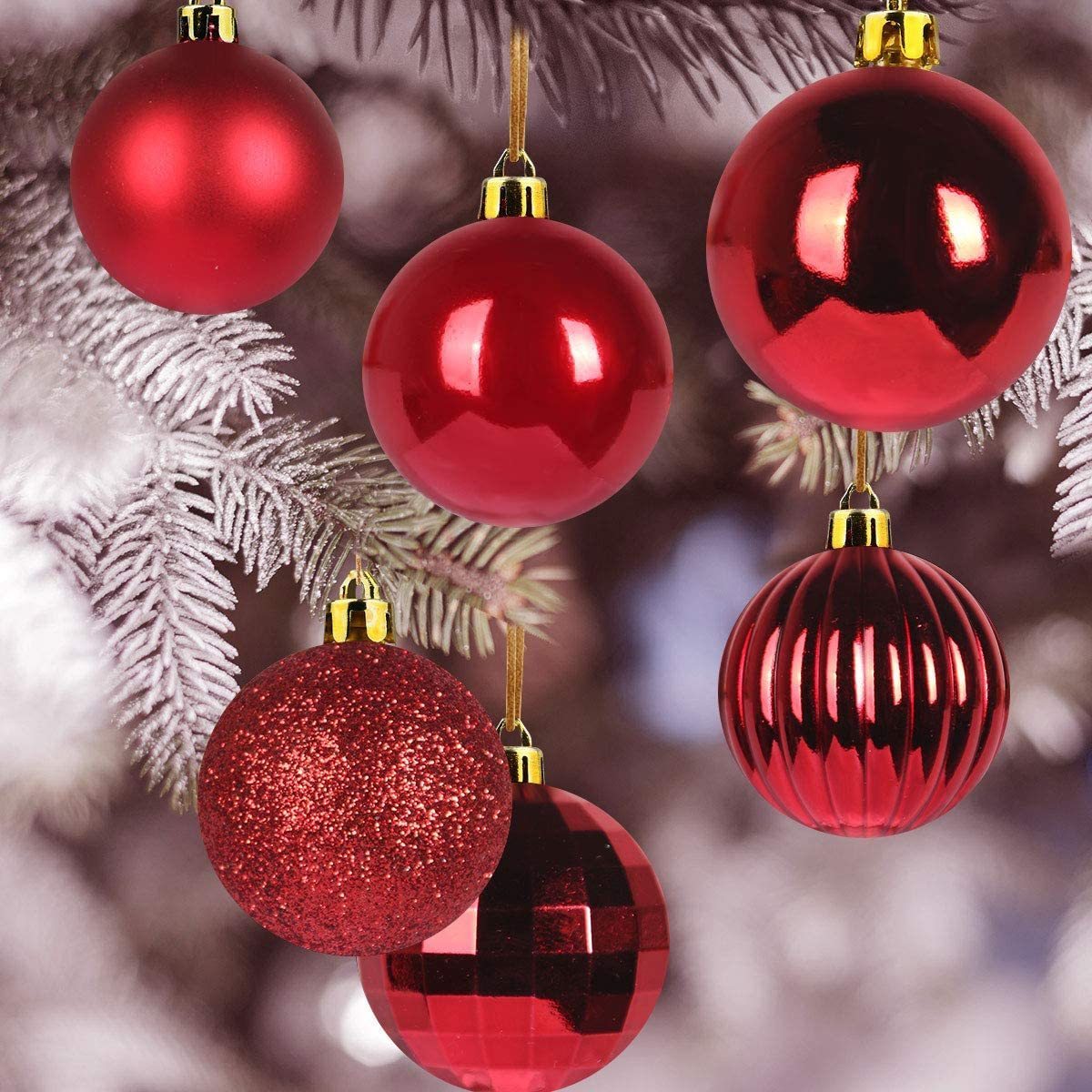 Decorazioni natalizie 36 pezzi / set Ornamenti natalizi glitterati Palline di Natale in plastica Palla appesa decorazioni dell'albero di Natale Anno 220927