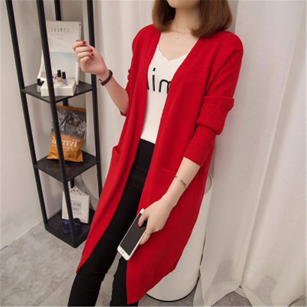 Women's Knits Tees Mid-length Cardigan Sweater Women Long-sleeved Jacket Autumn Winter Women's solid color Large Size Cardigan Sweaters ZY5163 220927