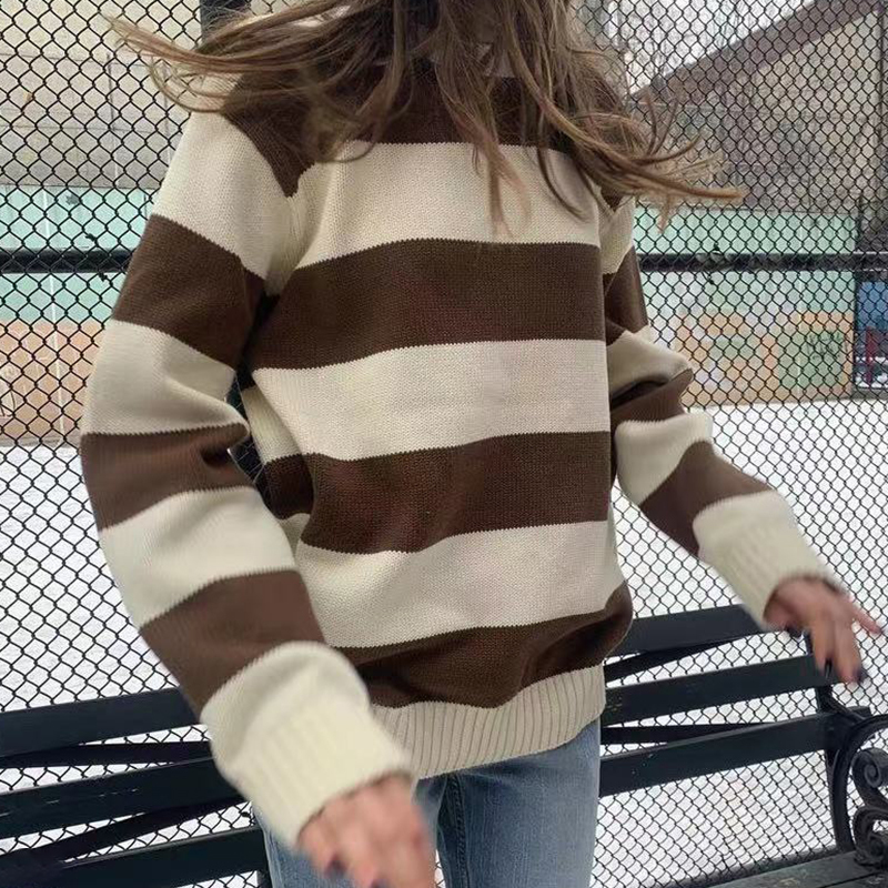 女性のパーカースウェットシャツUnuth GirlsESHIZE Striped Seater autunt Ladies Vintage Cotton Pullovers Knitwear女性セーターファッション長袖220926