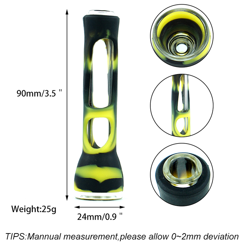 Tubi fumatori stampa a colori tubo in silicone tabacoo bong in vetro stile mano tubo di calore piattaforma petrolifera in cera