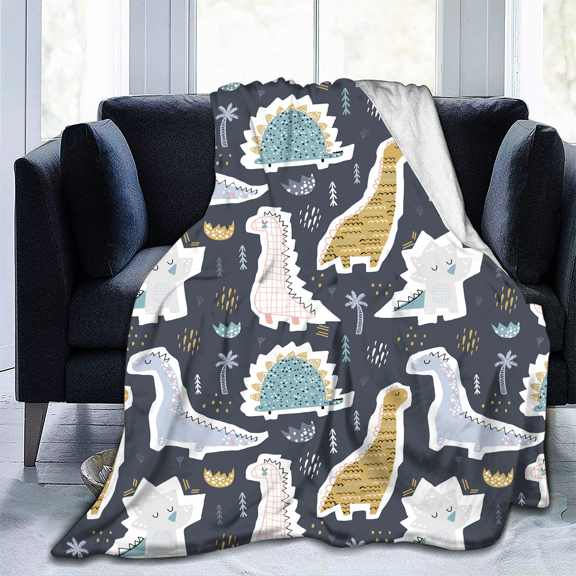 Filtar Swaddling Dinosaur Throw Filt Kids Boys Ancient Animal Flannel Fleece Filt Dragon Filtar For Couch Soffa Bedroom Living Room 220927