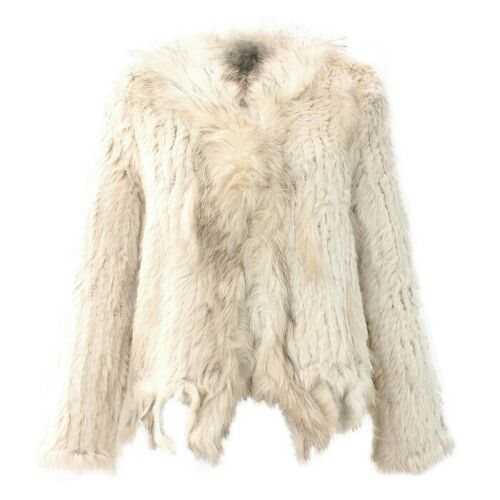 Women's Fur Faux Natural Knitted Rabbit Vest With raccoon Collar long sleeve fur coat with tassel customized overcoat large size 220927