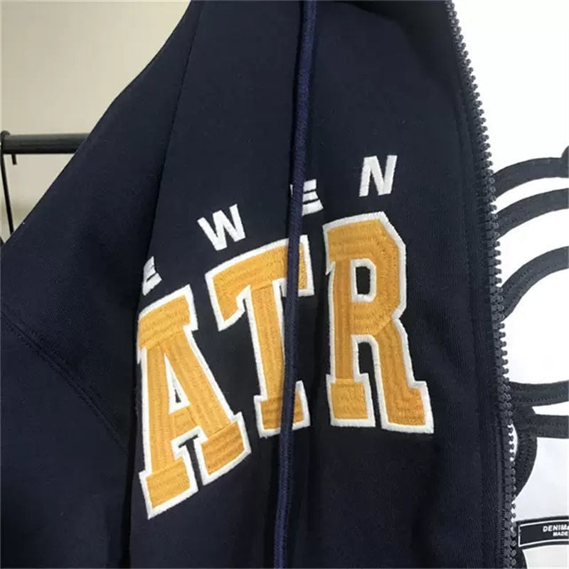 Dameshoodies Sweatshirts Oversized college-stijl hoodie dames ins lente en herfst dunne sectie trend zware industrie borduurwerk letter rits jas 220926