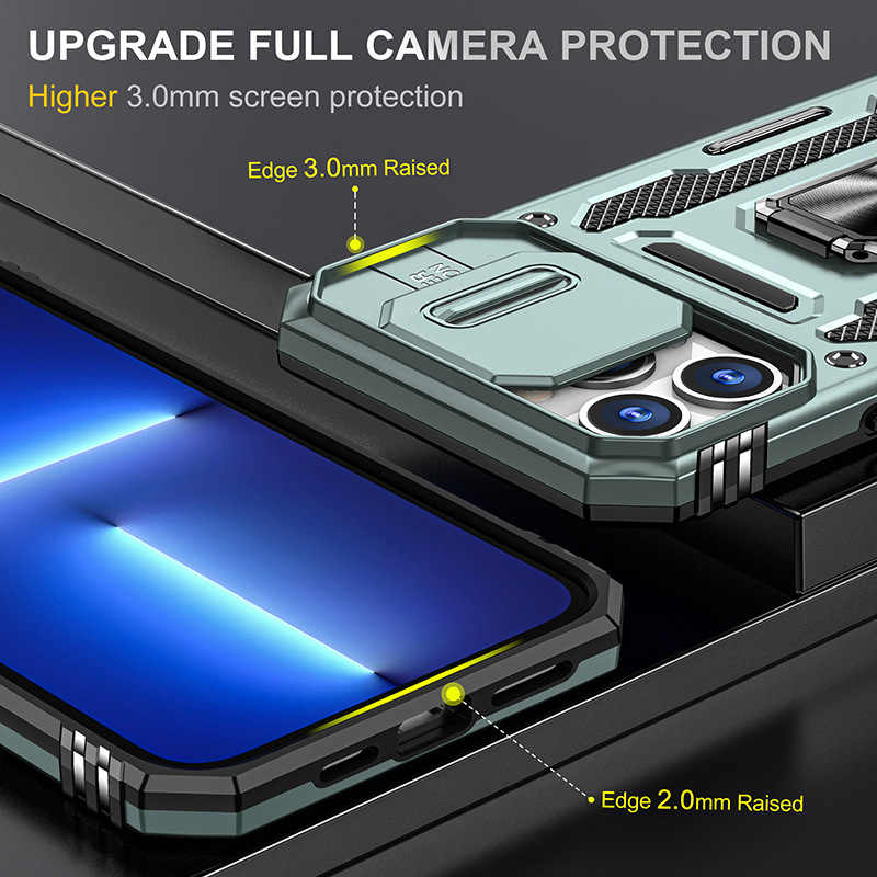 Coques de téléphone robustes pour iPhone 14 Pro Max Samsung Galaxy S23 Ultra Google Pixel 7A Moto Edge 30 Neo Ring Holder Housses de protection magnétique pour appareil photo