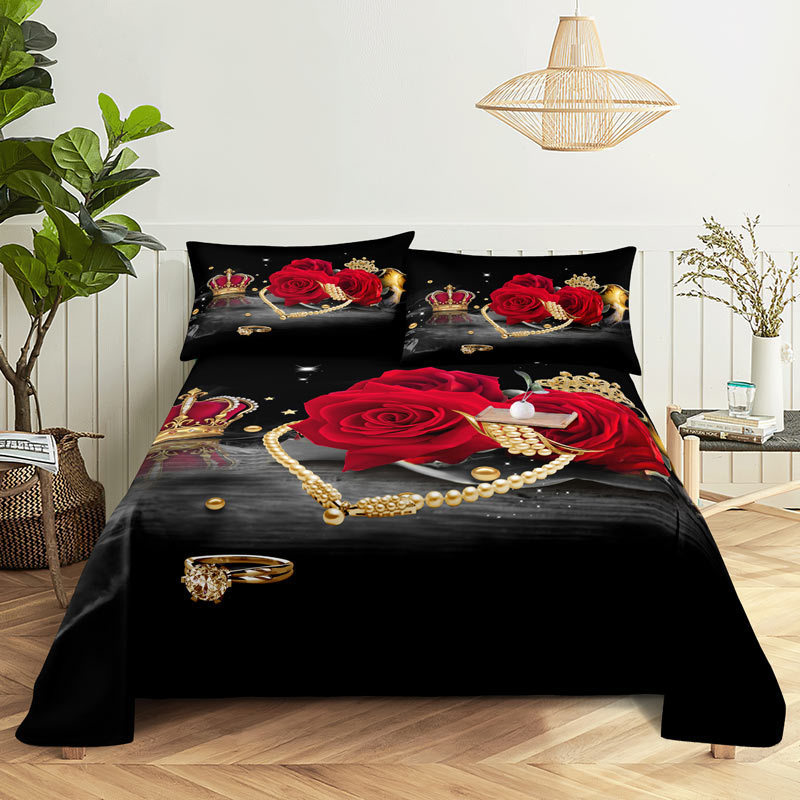 Bedding sets Red Rose Floral Bedding Set King Queen Microfiber Flower Print Duvet Cover For Girl Teen Romantic Valentine's Day Bedroom Decor 220924