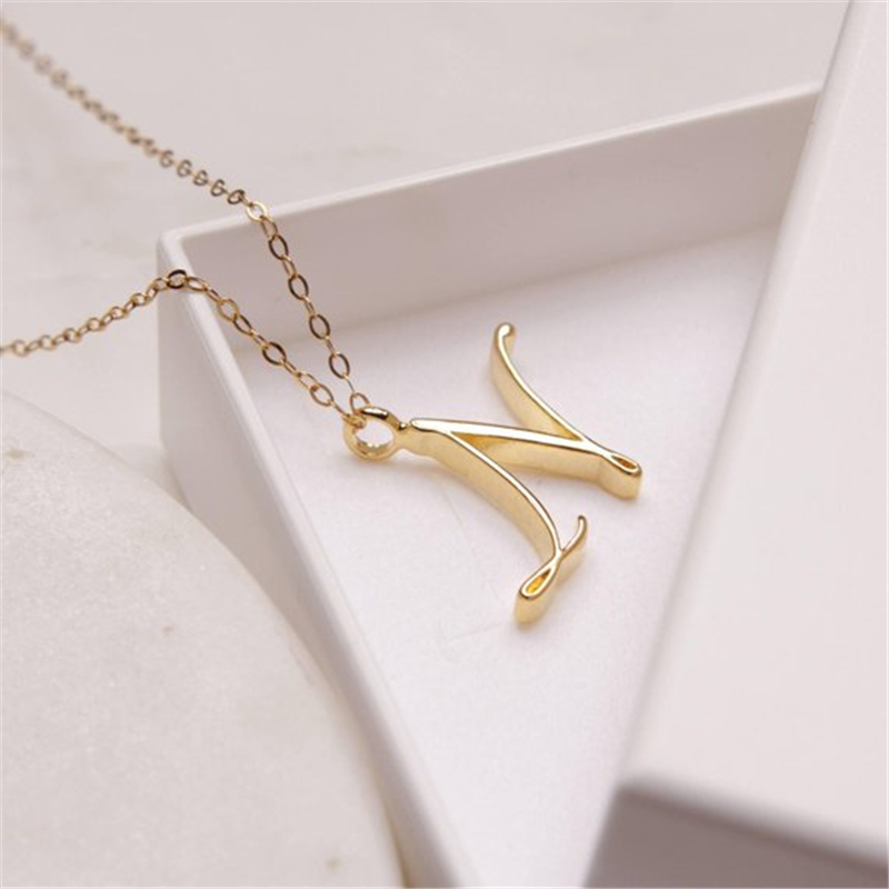 Cursive Initial Alphabet Capital Letter ketting roestvrij staal werveling Alle 26 Engelse label Logo