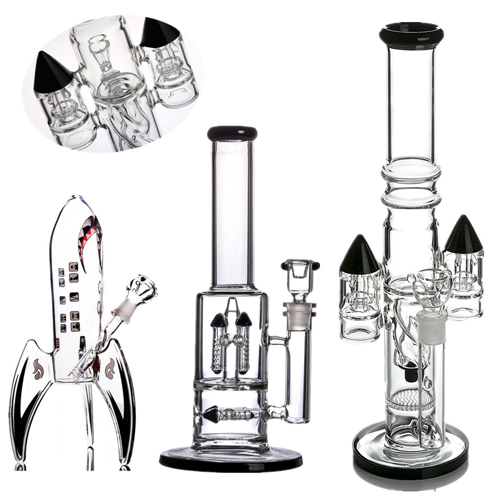 Rocket Bong Bubbler Glass Hockahs 워터 파이프 rab egg Recycler 샤워 헤드 Perc Oil Rigs와 18mm 조인트