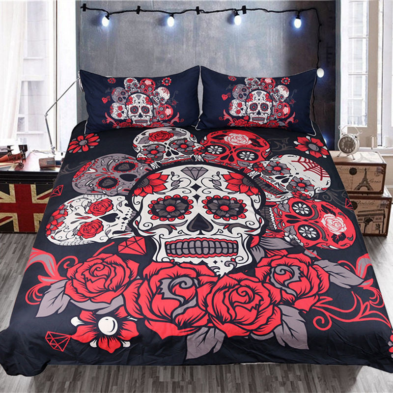 Beddengoed sets schedel beddengoed set queen size voor volwassenen mode slaapkamer decor zacht gotisch dekbedoverdeksel dieren dekbeddeksel met kussensleven 220924