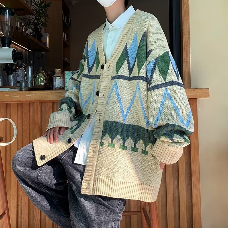 Herentruien merk mode v nek gebreide mannen Cardigan Korean Casual Coats jas Japanse trendy oversized losse heren doek 220927