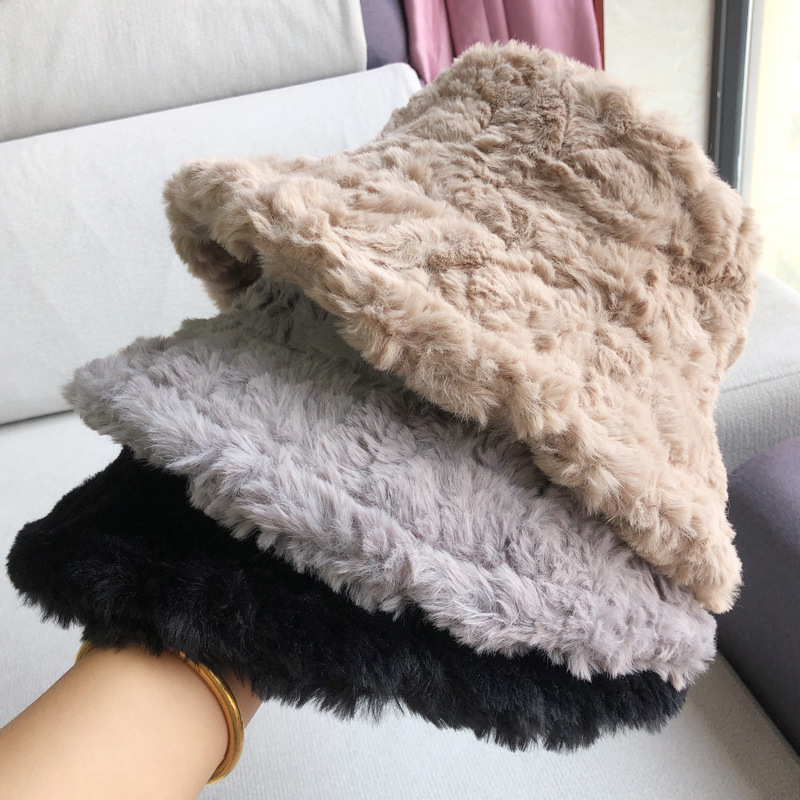 Stingy Brim Hats Winter Bucket Felt Imitation Mink for Girl Autumn and Fashion Fur Panama Hip Hop Cap 220927