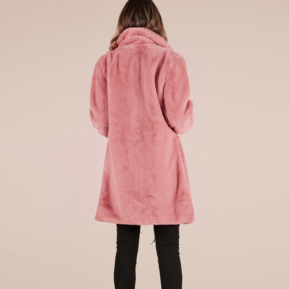 Женское пальто из искусственного меха, зимнее женское пальто из искусственного меха высокого качества, толстая теплая свободная длинная куртка, парка, женский однотонный плюшевый кардиган, пальто, верхняя одежда # 40 220926