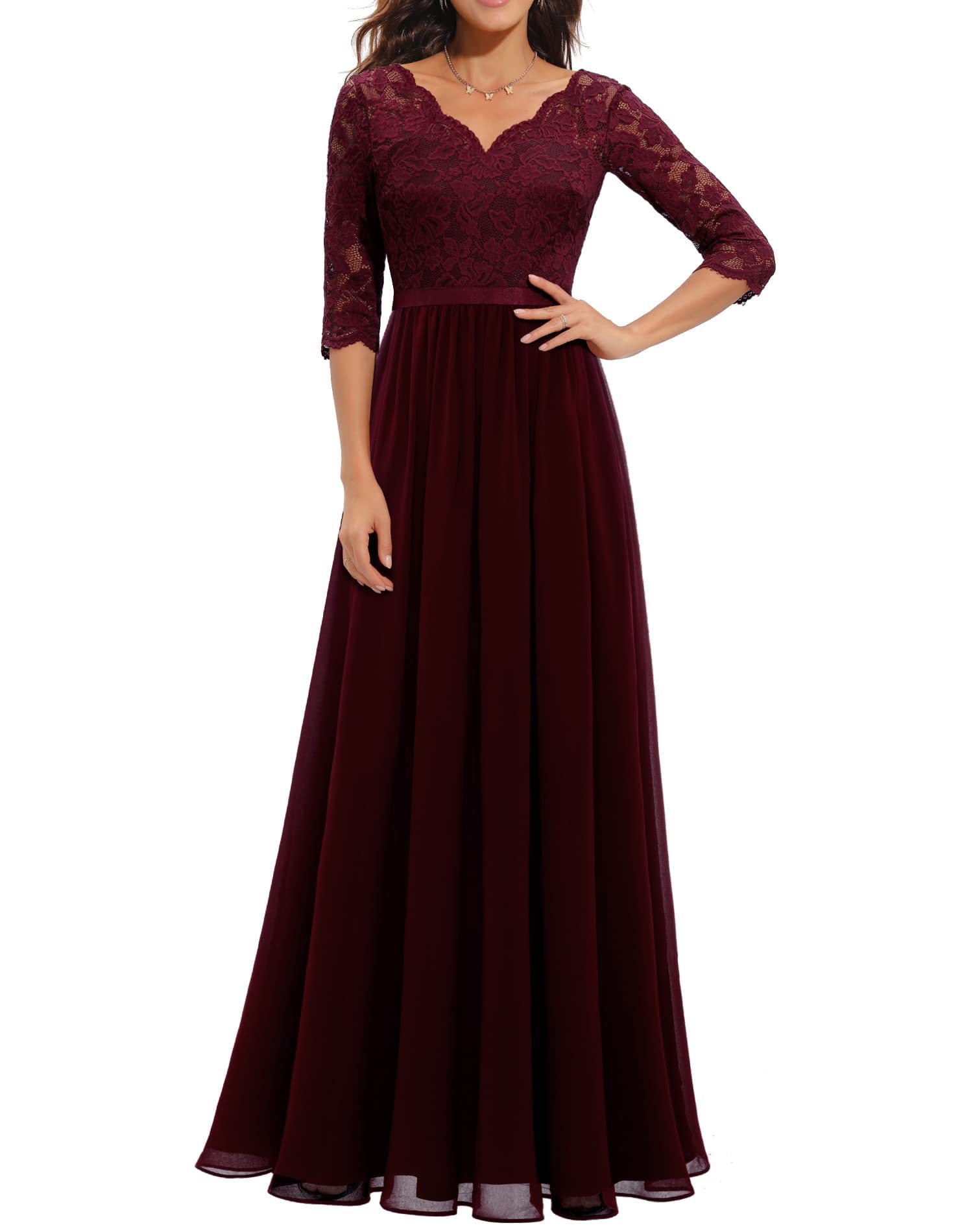 Moda Feminina Longa Partido da noite Casamento vintage elegante de renda em vos traseiros vestidos femininos roupas femininas roupas de roupa feminina