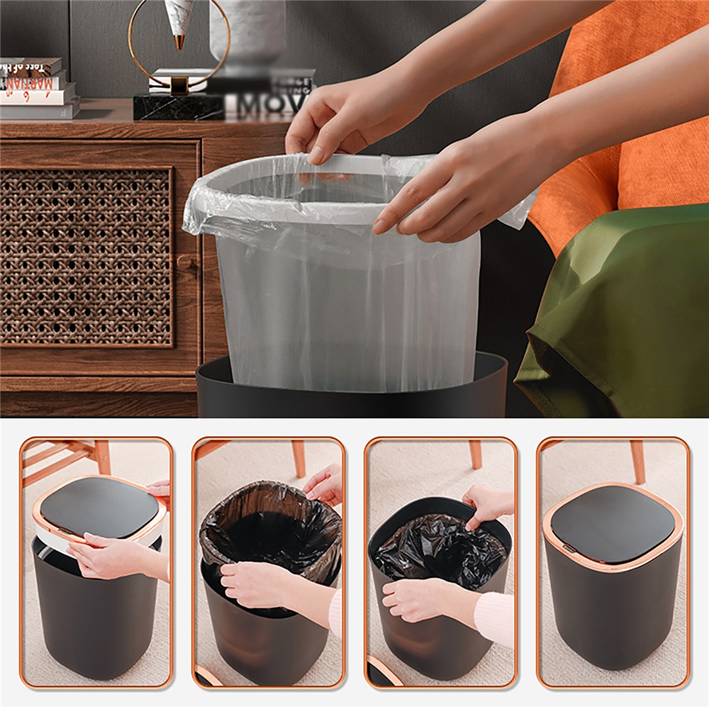 Waste Bins 12L Induction Type Smart Trash Can Kitchen Garbage Bucket Bathroom Tolilet Rubbish with Lid USB/Battery 220927