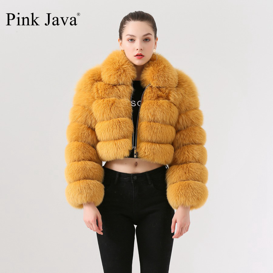 Women's Fur Faux pink java QC19021 arrival real fur coat women winter jacket short coats natural jackets 220927