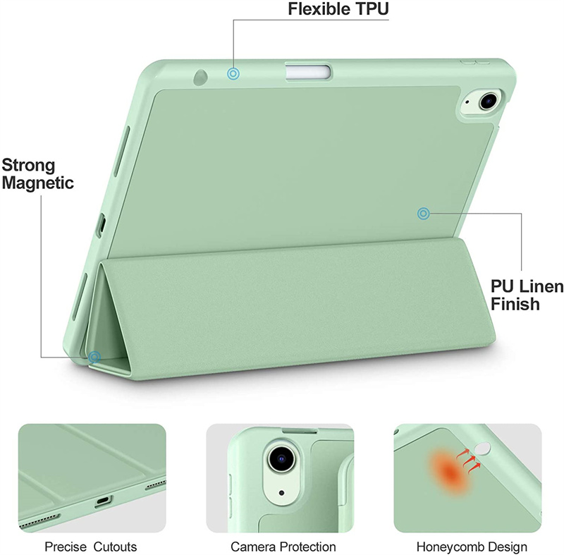 Fodral för iPad 10.2 10:e 9:e 8:e 7:e 9,7 5/6:e Air 2/3/4 10,5 10,9 Pro 11 Mini 6 5 4 3 2 1 Slim Smart Case Soft Back Cover med pennhållare