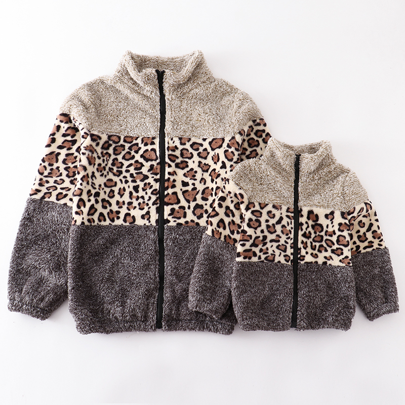 Weste Girlymax Herbst/Winter Langarm Outfits Baby Mädchen Reißverschluss Mantel Kuh Leopard Fleece Kleidung Kinder Top Boutique Kinder Kleidung 220927