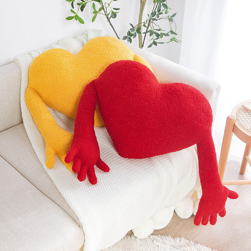 Poupées en peluche Creative spécial en forme de coeur d'amour rouge oreiller canapé moderne salon coeurs avec de longs bras abstrait coussin câlin oreiller 220927