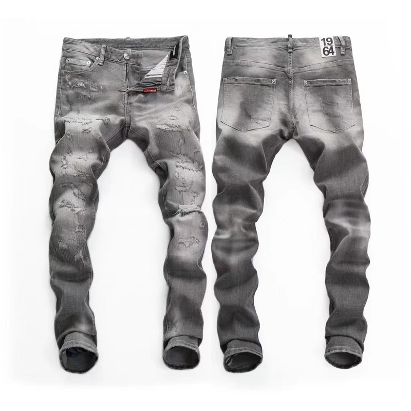 Джинсовые джинсовые брюки для джинсовой джинсы брюки модные дыры брюки хип -хоп брюки на молнии для 2022
