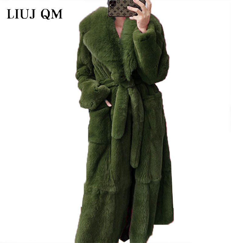 Womens Fur Faux Oversized Coat Winter Women Thick Warm XLong Jacket Female High Quality Fluffy Rabbit Loose Parkas 220927