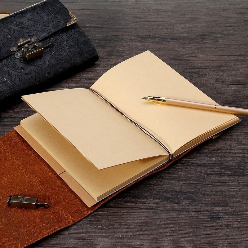 Notatniki wytłaczane wzór miękki zeszyt podróżny z zamkiem i kluczem Diary Papier do szkicowania biznesowego pisanie 220927