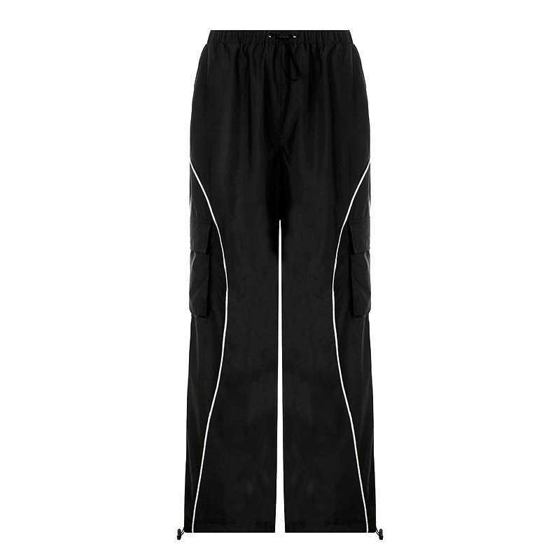 Pantalones de mujer Capris BIIKPIIK Pantalones cargo sueltos Mujeres Trajes de entrenamiento Deportivo Casual Raya lateral Cordón Pantalones de cintura media Pantalón tejido Jogging T220926