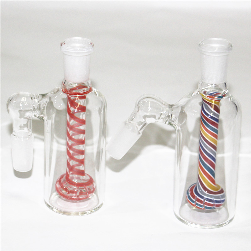 45 Derece 14mm Ashcatcher Cam Su Boruları Perkolator Kül Catcher Heady Dab Petrol Teçhizat Sigara içme Su Tütün Bong Boru