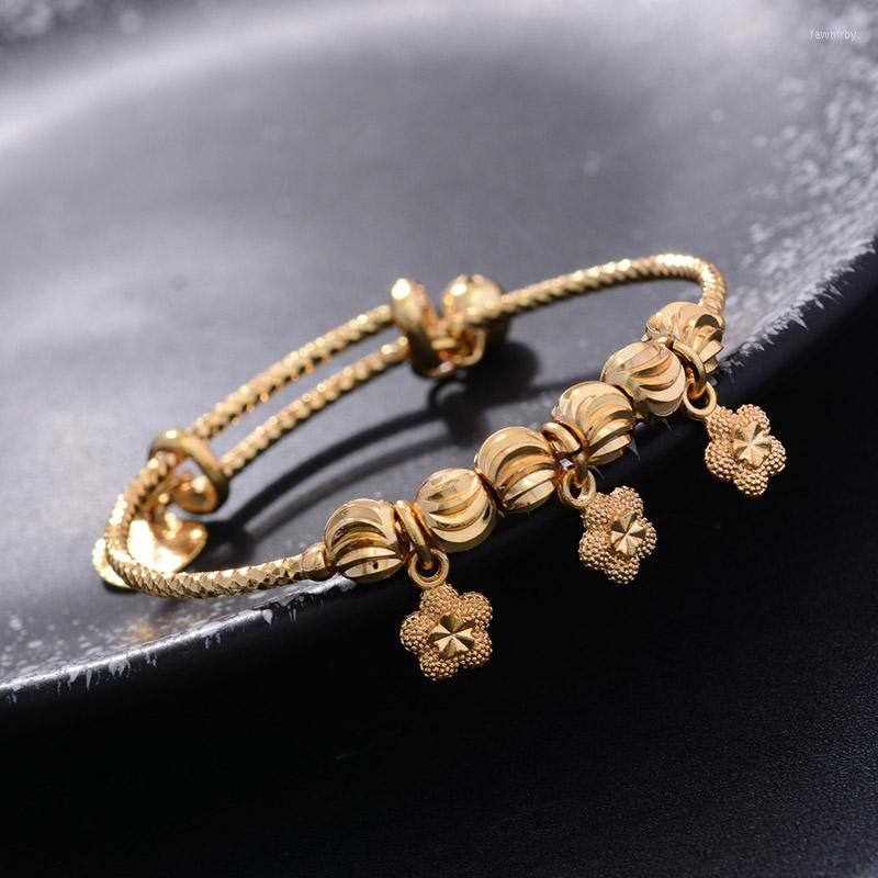 Bangle 4 pçs / lote 24k ouro mulheres dubai noiva casamento etíope pulseira áfrica árabe jóias charme meninas índia presentes226m