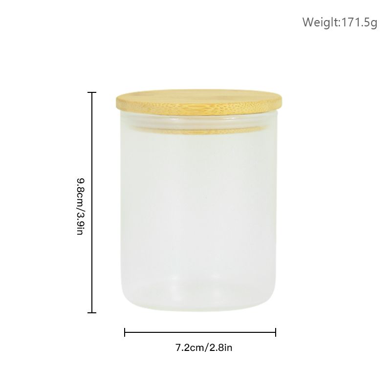 US warehouse 10oz Sublimation Candle Tumbler Heat Transfer Blank Frosted Glass Jar with Bamboo Lid and Straw
