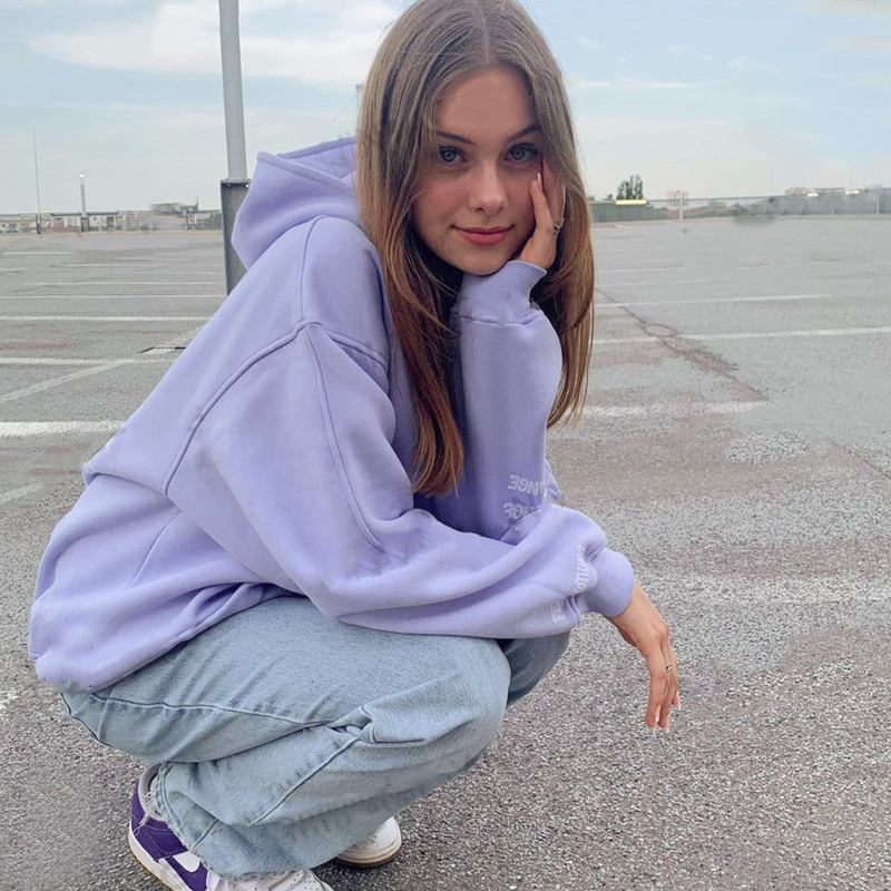 Sweats à capuche pour femmes Sweatshirts Lettre surdimensionnée Sweat à capuche imprimé Femmes Y2K Sweat à capuche en vrac Sweat-shirt d'hiver Femmes Harajuku Violet Top Vêtements pour adolescents Streetwear 220926