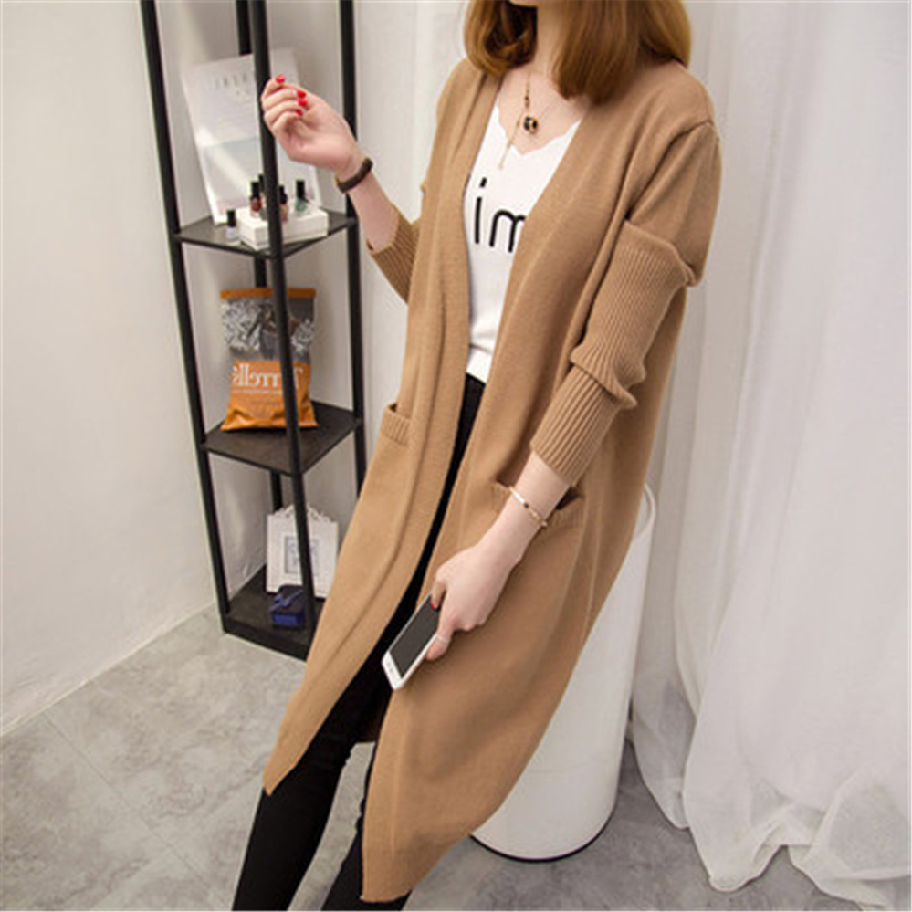 Women's Knits Tees Mid-length Cardigan Sweater Women Long-sleeved Jacket Autumn Winter Women's solid color Large Size Cardigan Sweaters ZY5163 220927