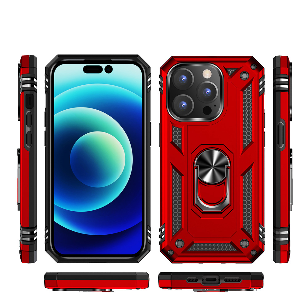 Metal Ring Kickstand Armor Shockproof Cell Phone Cases For iPhone 15 14 Pro Max 12 11 13 Mini X Xs Max Pro XR SE 7 8 6 6S Plus TPU Holder Cover Coque