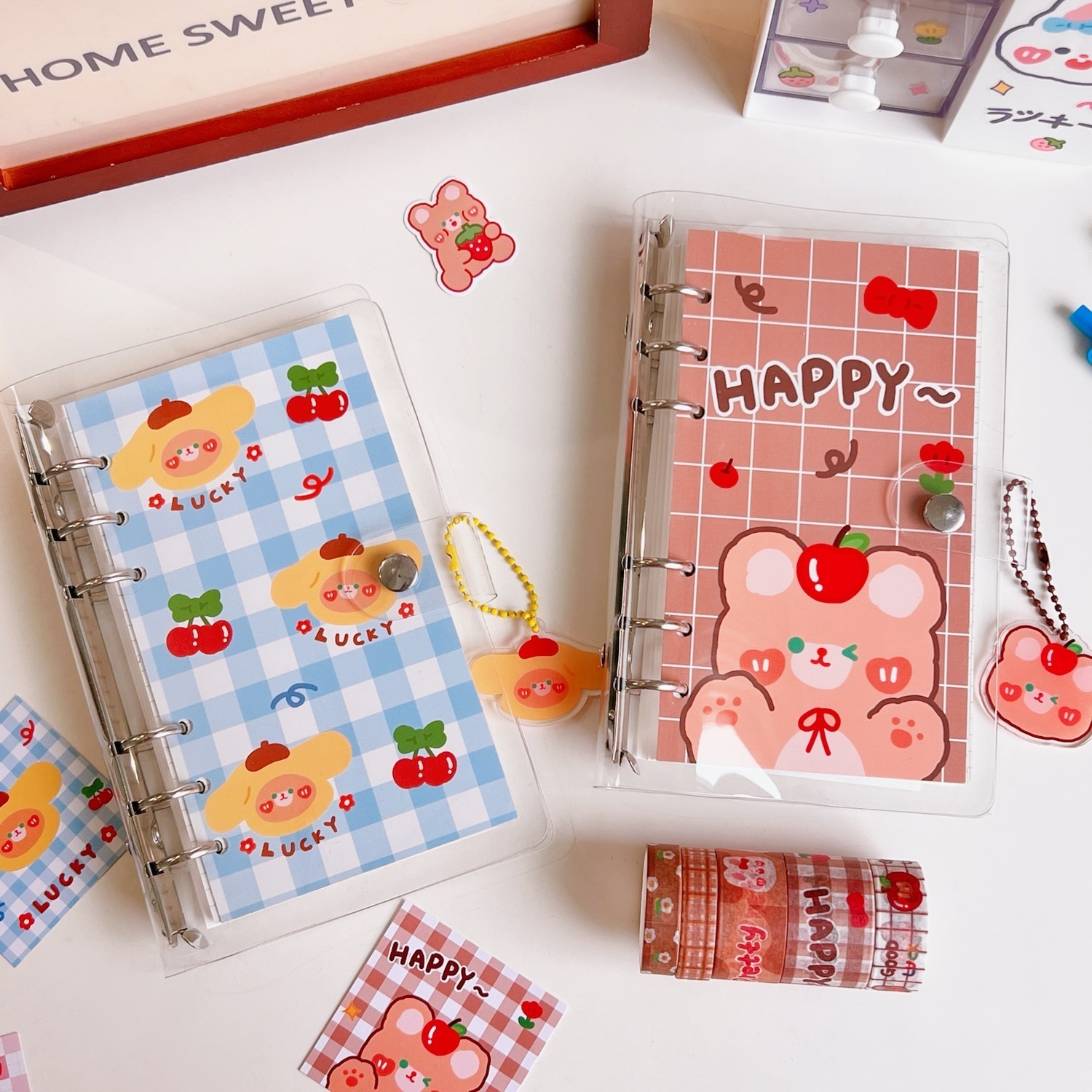 Блокноты Kawaii Rabbit A6 Binder Transparent Notebbook Повестка дня, установленная еженедельно еженедельное плановое дневное дневник папелерия Корея канцелярские товары 220927