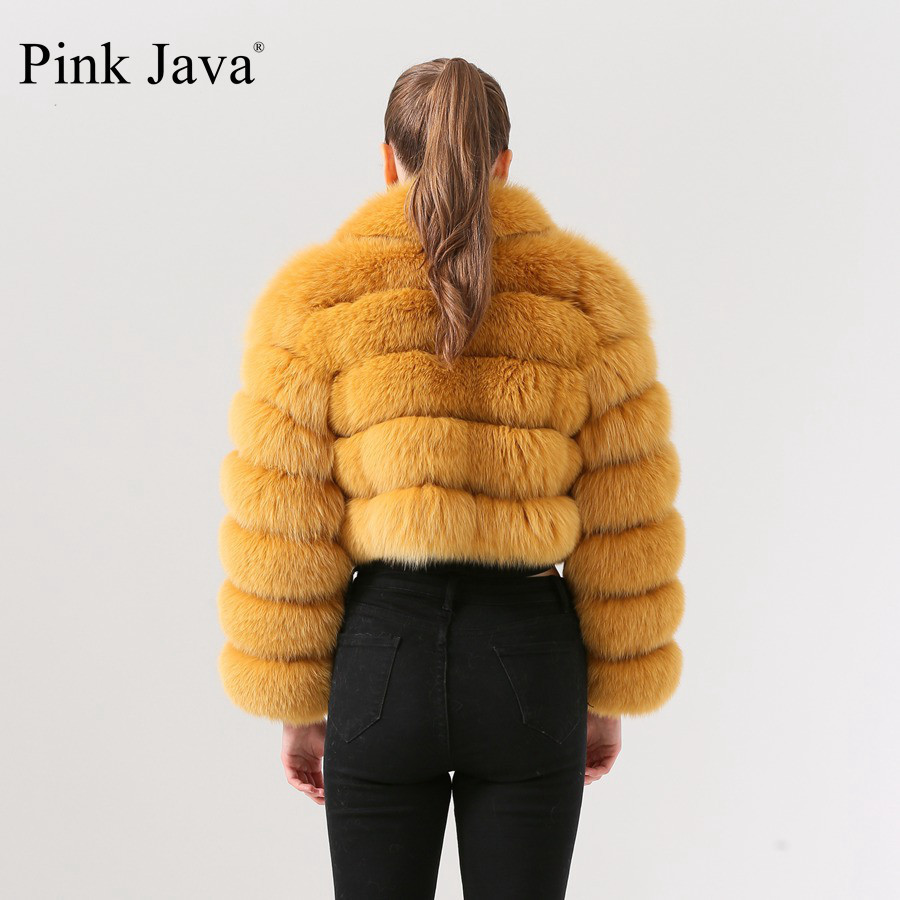 Women's Fur Faux pink java QC19021 arrival real fur coat women winter jacket short coats natural jackets 220927