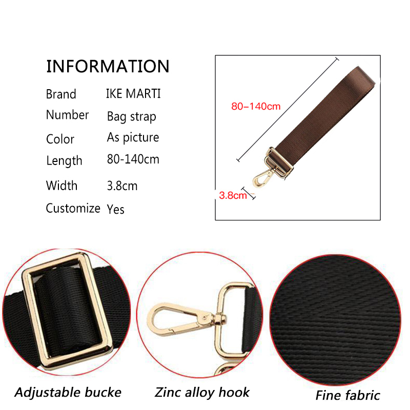 Acessórios para peças da bolsa 80-140cm Substituição de alça de ombro para homens da pasta Crossbody S Ajustável Mulheres negras 220927