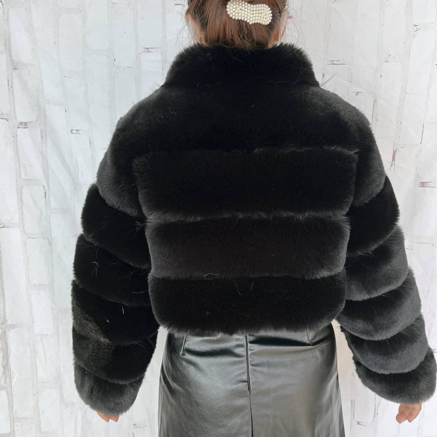 Dames bont faux hoogwaardige ry bijgesneden jassen en jassen vrouwen pluizige toplaag met winterjas 220927