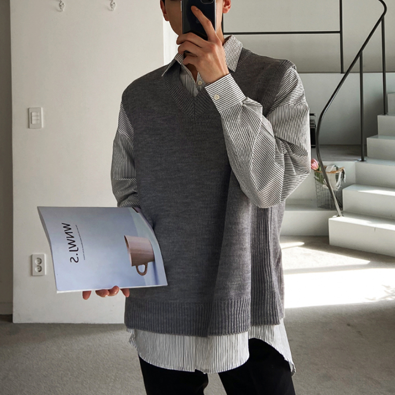 Männer Pullover Pullover Weste Männer Einfache Allmatch Vneck Solide Ärmellose Männliche Tops Grundlegende Gemütliche Koreanische Stil Ins Freizeit Gestrickte plus Größe M3XL 220928