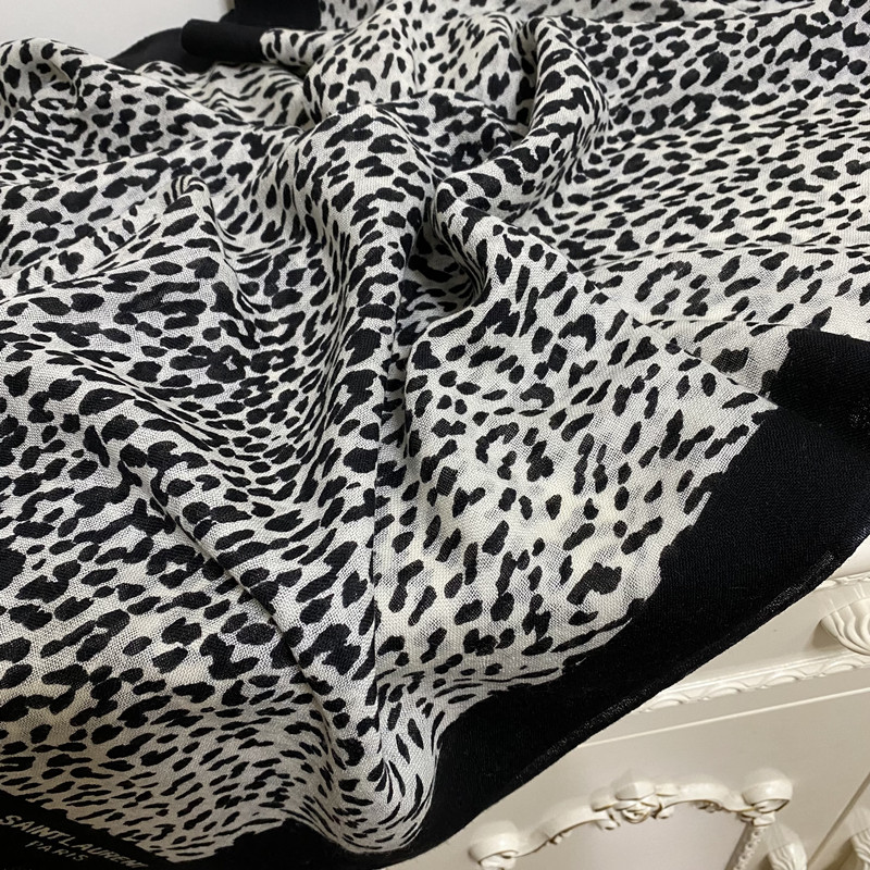 Lenços de lenço longos femininos 100% material de caxemira fino e macio, tamanho de grão de leopardo tamanho 190cm- 72cm