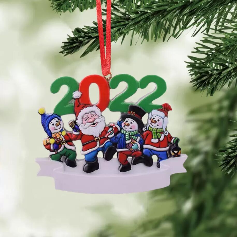 2022 Kerstdecoratie Hars hanger Diy Handgeschreven naam Santa Claus Snowman Christmas Tree Ornamenten 6 Styles DHL