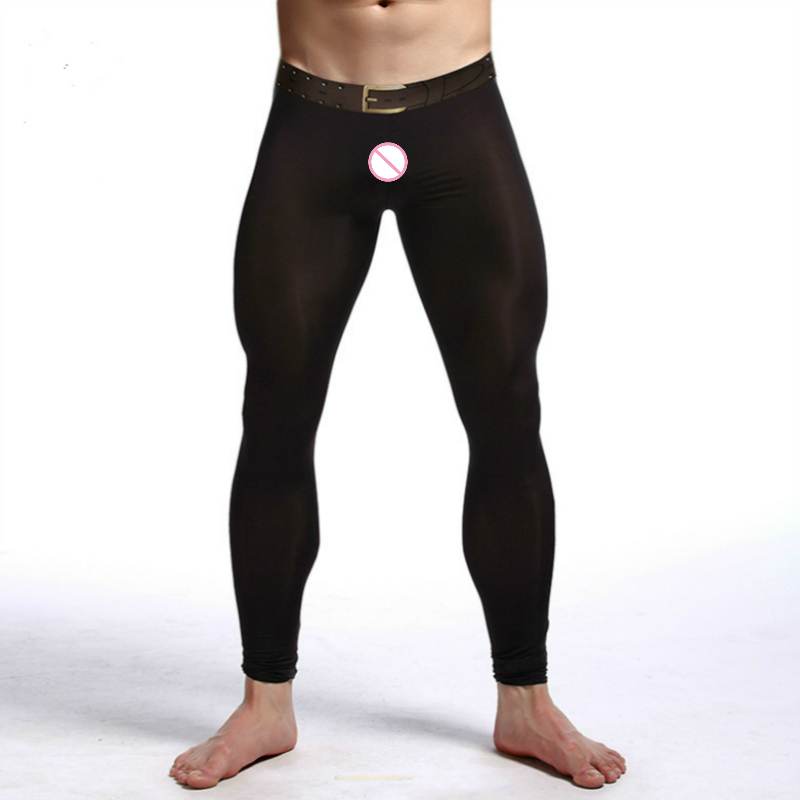 Roupa t￩rmica masculina Sexy Leggings Tizinhas altas e el￡sticas Bolsa de protuber￢ncia sexy Long Johns Ultrathin Ice Silk Silk Palnta longa transl￺ida T￩rmica 220927