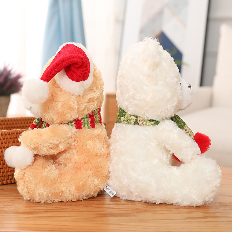 Peluş Bebekler 23cm Noel Şapka Ayı Peluş Oyuncaklar Sevimli Oyuncak Dolls Doldurulmuş Çocuklar için Yumuşak Kız Arkadaş Doğum Günü Noel Hediyeleri 220927